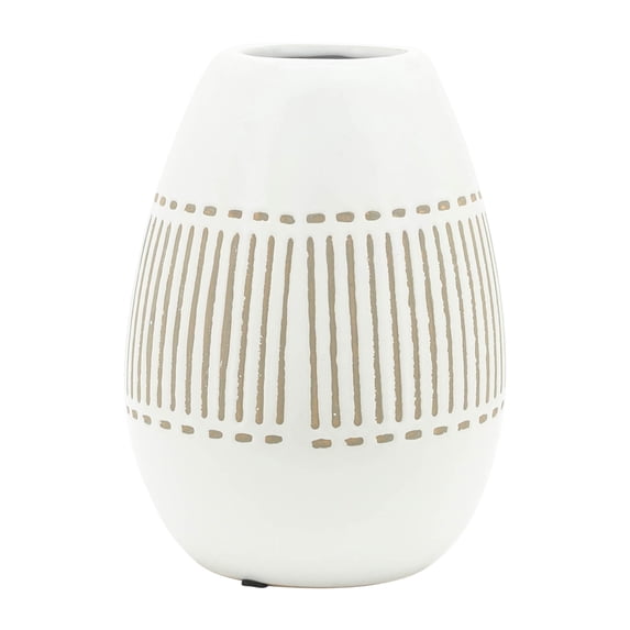 Sagebrook Home Ceramic 8"h Aztec Vase, Gray