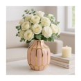 thumbnail image 1 of Elegant Ceramic Vase for Living Room Decor and Home Decor Accent - Modern Decorative Flower Vase for Room, Bedroom, or Office Desk - Designed for House and Table Decor - 8", Pink & Gold, 1 of 17