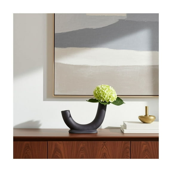 Modern Home Decor Table Vase - Decorative Vases for Shelf or Entryway - Flower Vase with Tall Vase Look in Compact Form - Sculptural Vase Accent for Contemporary Styling
