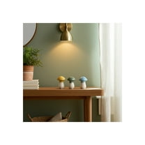 Set of 3 Boho Mushroom Figurines - Handmade Ceramic & Stoneware Decorative Sculptures for Home, Office, Bedroom, or Living Room - 6" Yellow, Green, Blue