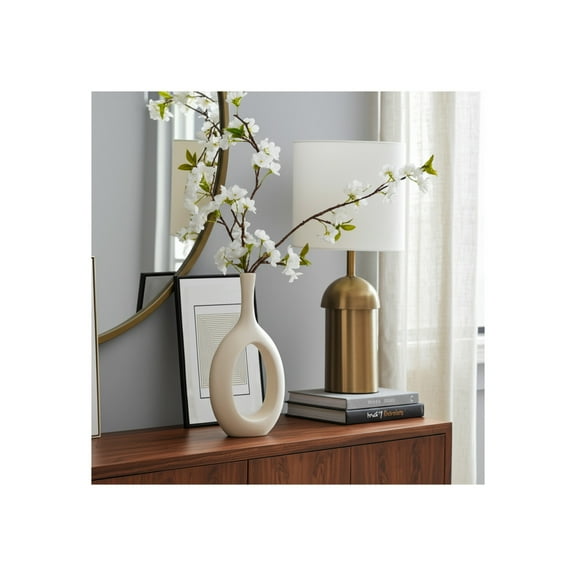 Ceramic and Stoneware Vase with Modern Sculptural Open Oval Design and Artistic Silhouette for Contemporary Decorative Display