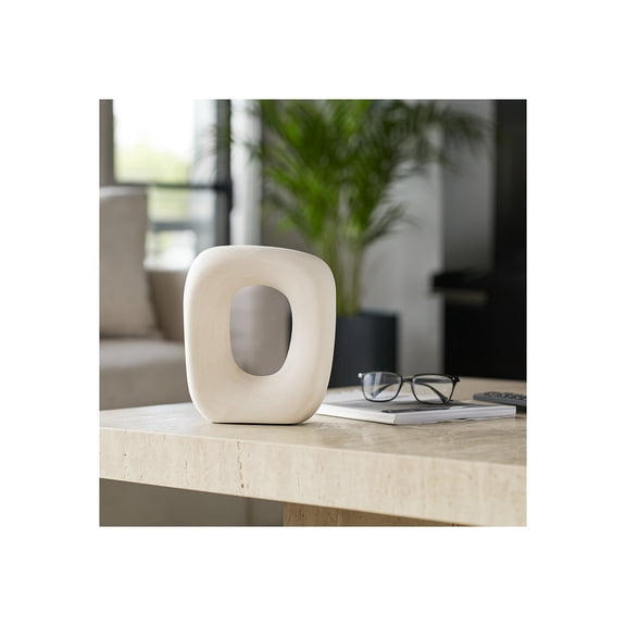 Open Cut-Out Sculpture for Home and Office Decor - Centerpiece Accent for Living Room, Bathroom, and Mantel Decor - Abstract Textured Ornament for Shelf and Coffee Table Decor - 10", White