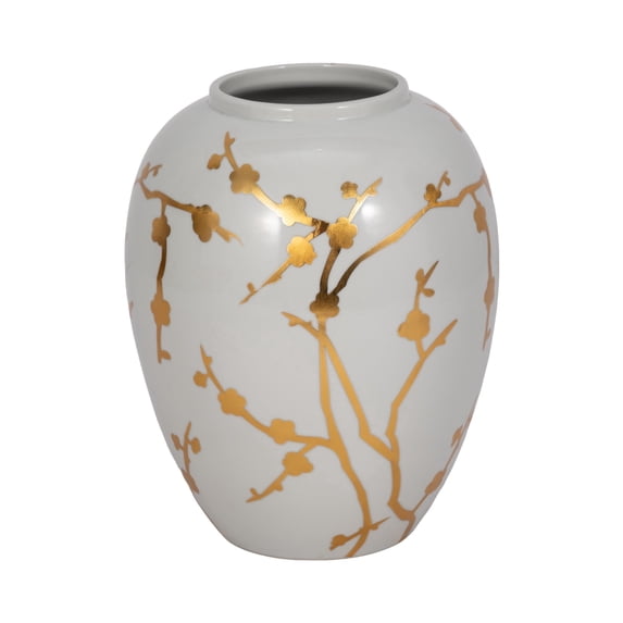 Sagebrook Home Ceramic Glass Jar with Floral Chinoiserie Design