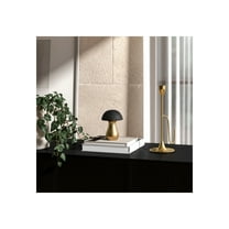 Ceramic Mushroom Figurine - Textured Modern Stoneware Home Decor Accent for Living Room, Office, or Bedroom - 7" Black & Gold