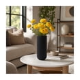 thumbnail image 1 of Modern Ridged Ceramic Vase for Living Room and Home Decor - Elegant Flower Vase for House, Bedroom and Shelf Decoration - Decorative Accent for Office and Console Table Decor - 11", Black, 1 of 8