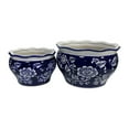thumbnail image 1 of Sagebrook Home Ceramic Round Chinoiserie Planters, Set of 2, Elegant Blue & White Decorative Accent - 9" x 9" x 6", 1 of 1