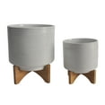 thumbnail image 1 of Sagebrook Home Ceramic Set Of 2 8/10" Planter On Stand, Speckled White, 1 of 2
