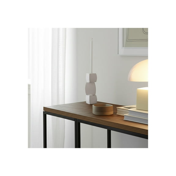 Modern Ceramic Candle Holder - Contemporary Ceramic Pillar & Taper Holder for Home & Office Decor - Minimalist Design - 9" White