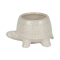 Sagebrook Home Ceramic Turtle Planter, White