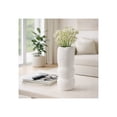 thumbnail image 1 of Decorative Waffle Texture Sculptural Vase for Living Room Decor - Modern Ceramic Flower Vase for Home, Bedroom, Office, and Table Decor - Textured Stoneware Design Accent for Dining Room - 12", White, 1 of 12