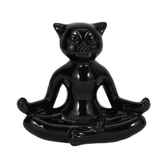 Sagebrook Home Ceramic Yoga Cat Figurine, Elegant Ceramic Centerpiece, Distinctive Accent for Your Decor