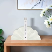 Sagebrook Home Chic White Marble Semi-Circle Fluted Bookends (Set of 2)