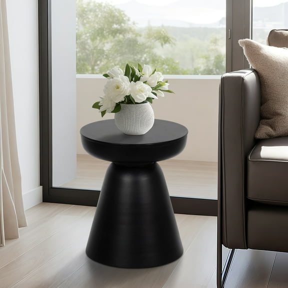 Sagebrook Home Coastal Neutral Drum Wooden Accent Table