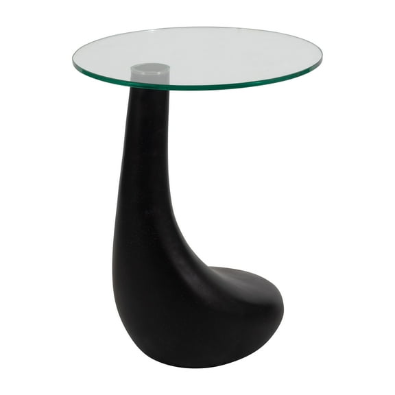 Sagebrook Home Concrete, 22" Golf Club Base With Glass Top Accent Table, Round, Solid