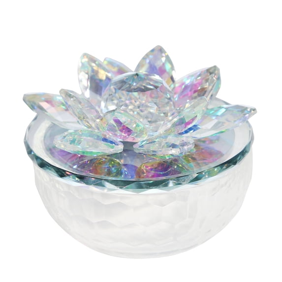 Sagebrook Home Crystal Lotus 5" Trinket Jar, Rainbow