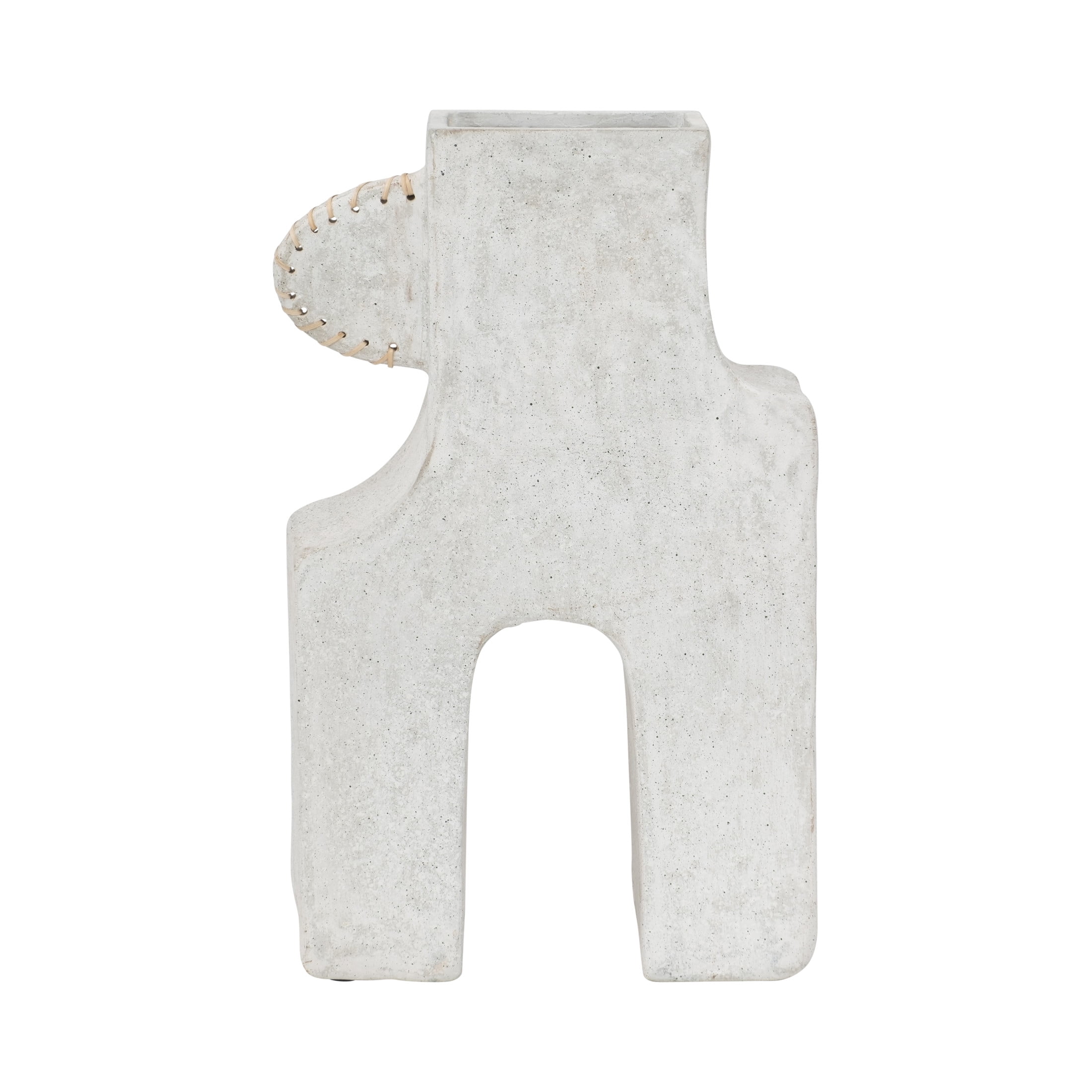 White Ecomix Abstract Vase with Cane Accent, 19"
