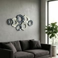 thumbnail image 1 of Coastal Circular Metal WallDecor Accent for Living Room Display - Wall Art Bedroom Accent for Bathroom Art and Interior Spaces - Modern Textured Iron Wall Hanging Piece - 20", Blue & White, 1 of 11