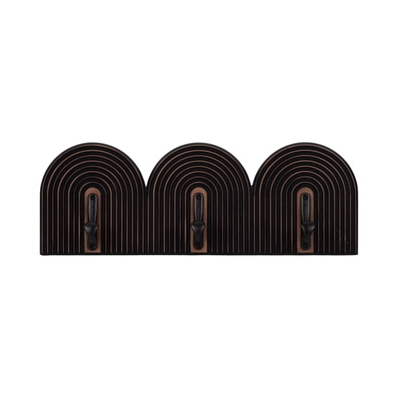 Sagebrook Home Elegant 19-Inch Black 3-Arch Wall Hooks - MDF and Iron, Home Organization Solutions, Chic Wall Storage Accessory