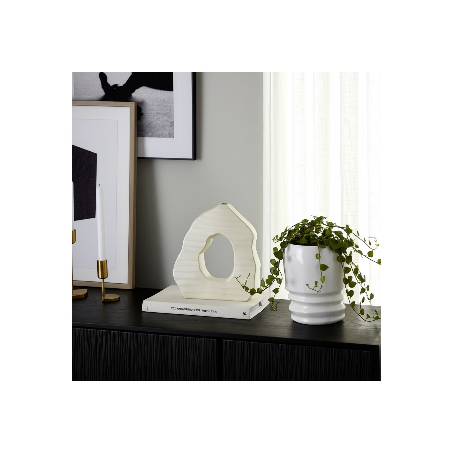 Sagebrook Home 12912-15 Decorative Ceramic Spike Candle Holder, 4 x 4 x 16 inches, White/Silver Sagebrook Home 12912-15 Decorative Ceramic Spike Candle Holder, 4