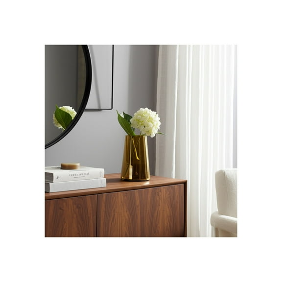 Modern Glass Vase - Elegant Metallic Decorative Flower Vase for Home, Office, Bedroom & Living Room - Durable Handcrafted Tinted Glass - 8" Gold