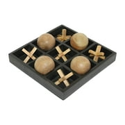 Sagebrook Home Elegant Mango Wood and Metal 10x10 Tic Tac Toe Board Game in Black - Timeless Entertainment for Gatherings