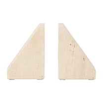 Sagebrook Home Elegant Travertine Stone Triangle Bookends, Set of 2, Tan Color, Perfect for Home Decor and Organization