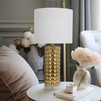 Sagebrook Home Glam Modern Ceramic Table Lamp, Gold Finish - 12" x 12" x 25"