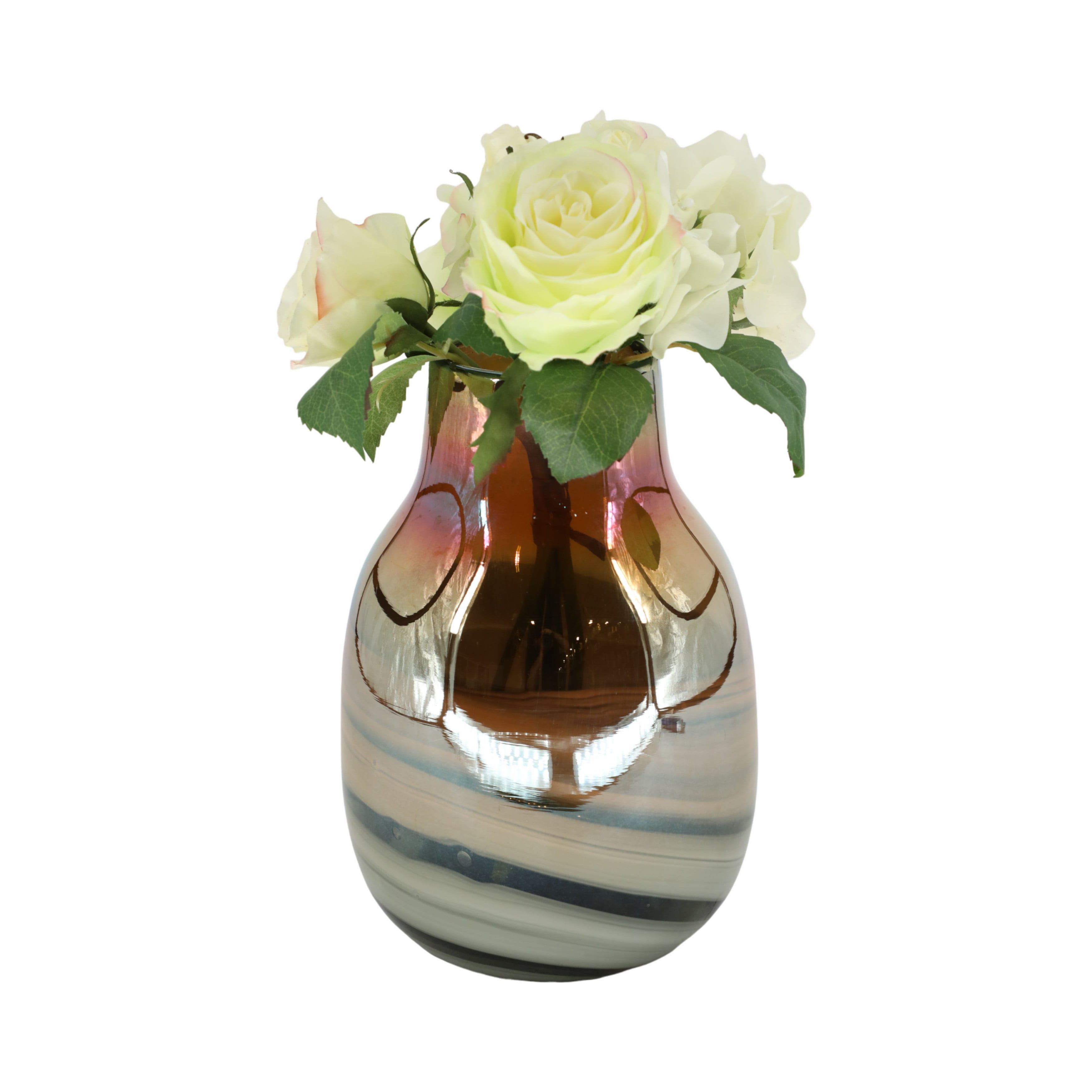 10" Tall Black and Gold Glass Decorative Vase