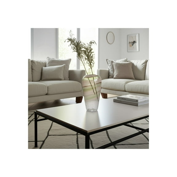 Modern Glass Vase with Artistic Design - Handcrafted Elegant Home Decor Centerpiece - Durable & Stylish for Living Room, Bedroom, Office - 12" Clear & Frost