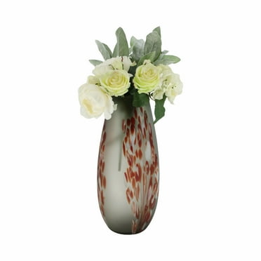 Sagebrook Home Glass, 17''h, Frosted Vase With Red Detail-gray