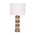 thumbnail image 1 of Sagebrook Home Glass 27" Metal Cylinder Table Lamp, Gold, Round, Glass, Glam, 14"L X 14"W X 27"H,, 1 of 2