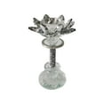 thumbnail image 1 of Sagebrook Home Glass, 6"h Lotus Glitter Candle Holder, Silver, 1 of 1