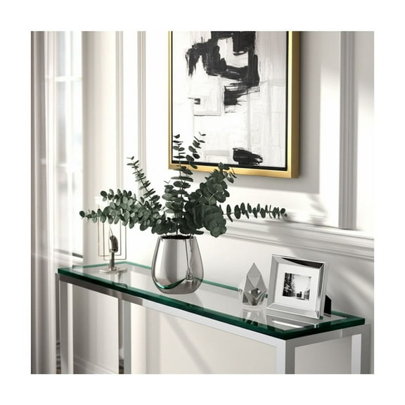 Elegant Glam Glass Vase - Metallic Decorative Flower Holder - Modern Round Design for Home, Office, Bedroom, and Living Room - 6" Silver