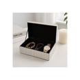 thumbnail image 1 of Decorative Storage Box for Home Decor - Modern Jewelry Box with Lid and Statement Handle for Living Room, Bathroom, or Office Display - Stylish Accent Organizer for Gifts or Keepsakes - 5" White, 1 of 15