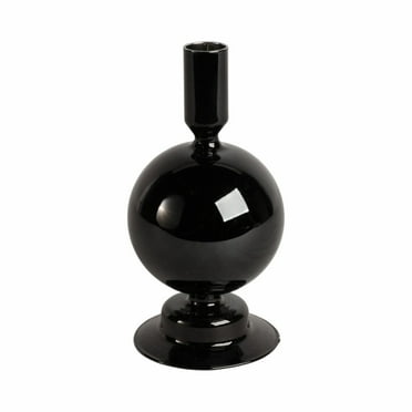 Sagebrook Home Glass Bubble Taper Candle Holder, Black