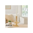 thumbnail image 1 of Decorative Glass Candle Holder for Taper Candles - Modern Candlestick Holder with Disc and Sphere Design for Table Decor - Pair with Gold Centerpieces for Tables and Living Room Display - 5", Gold, 1 of 10