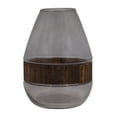 thumbnail image 1 of Sagebrook Home Glass Clear Frost Round Belly Vase With Wood Band, 1 of 8
