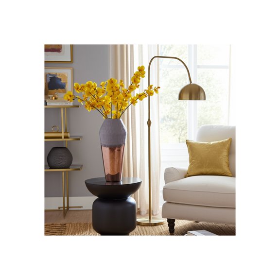 Elegant Two-Tone Glass Vase for Living Room Decor - Decorative Flower Vase for Table Decor and House Display - Modern Home Accent for Entryway, Bedroom, and Office Style - 17", Bronze & Copper