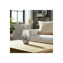 Modern Glass Vase - Handcrafted Decorative Flower Vase with Crackled Finish - Elegant Home Decor for Living Room, Bedroom & Office - Tall Centerpiece for Floral Arrangements - 12" Clear, Gold, Gray