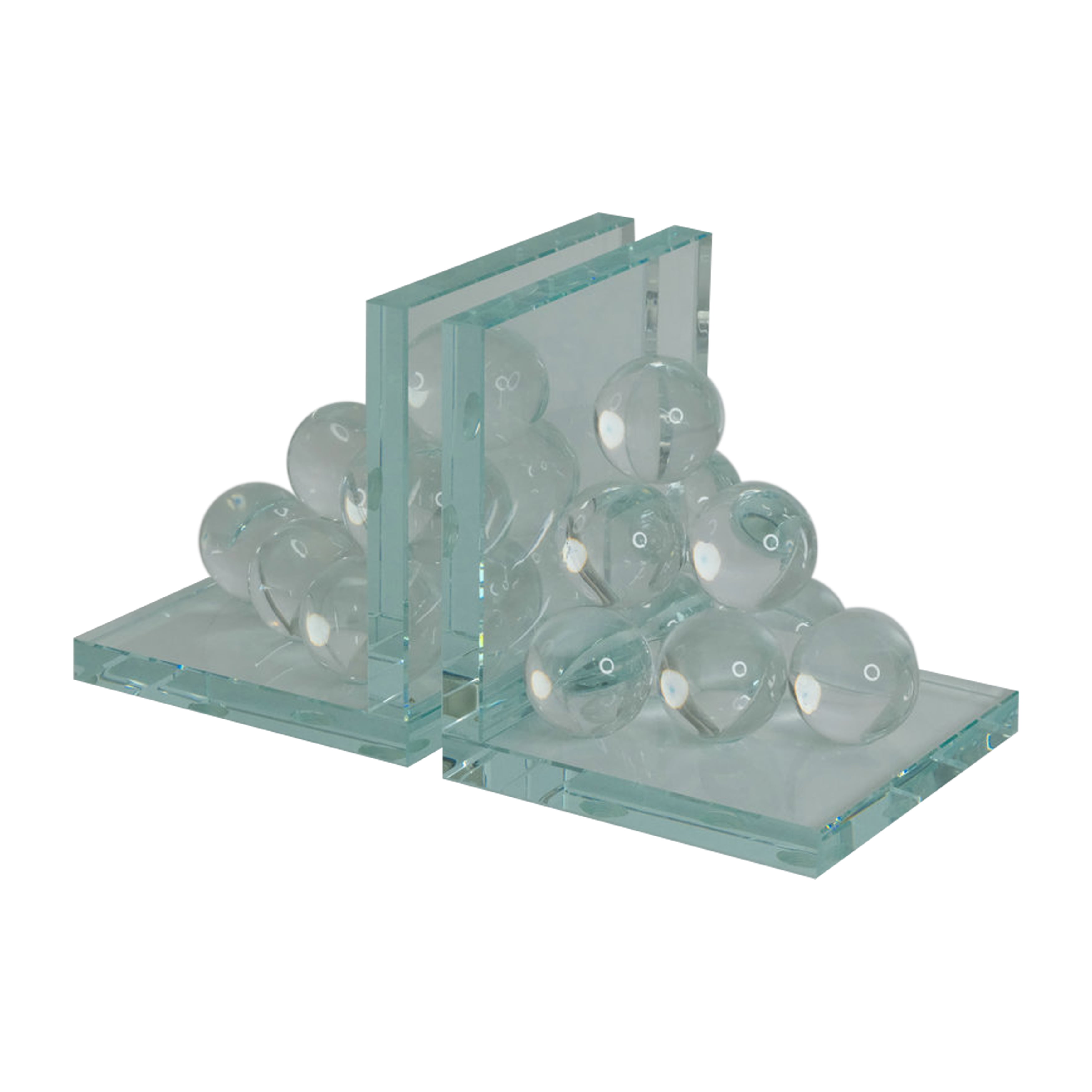Sagebrook Home Glass, Set of 2 6" Orb Bookends, Clear