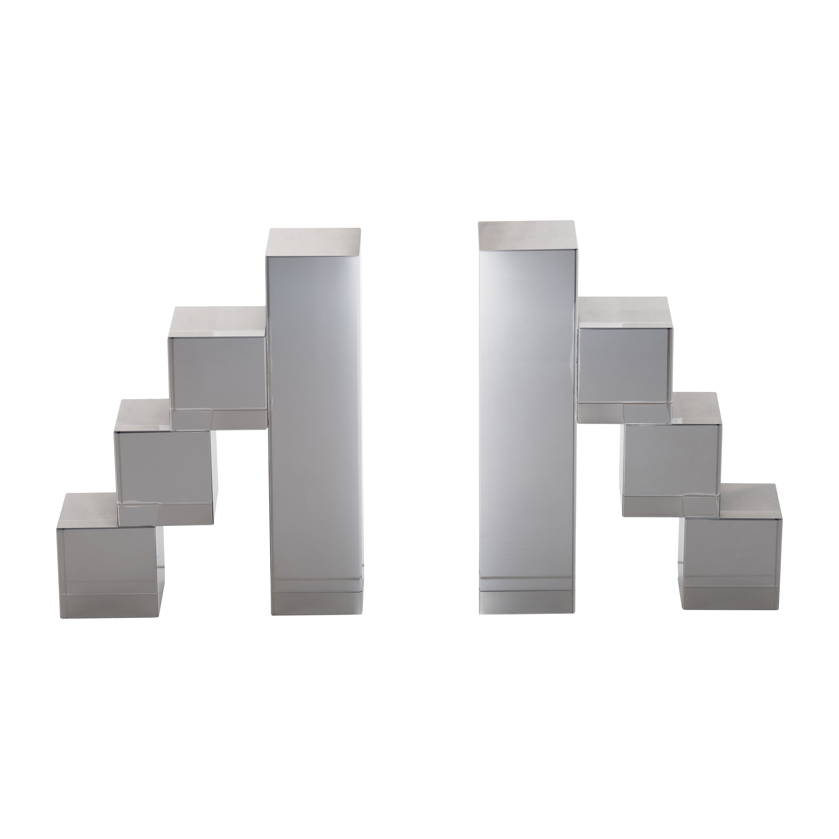 Smoke Glass Tetrimino Bookends Set of 2