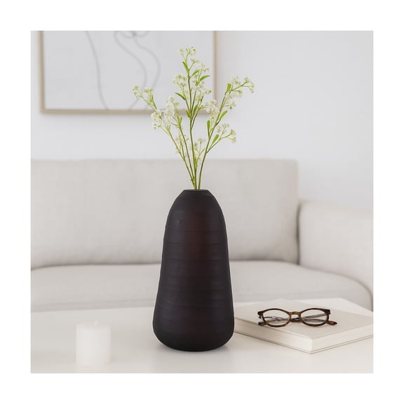 Glass Vase Glam Style Tapered Design for Home Office Bedroom Living Room Decor Displays Tabletop Centerpiece Modern Accent Flower Holder Decorative Vessel - 17" Brown