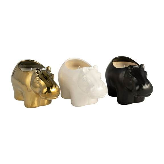 Sagebrook Home Hippo Shaped Candles (Set of 3) - 8" x 4" x 4"