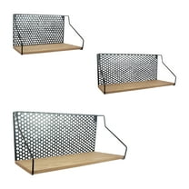 Sagebrook Home Industrial Set of 3 Metal/wood Natural/black Shelves - 24" x 7" x 9"