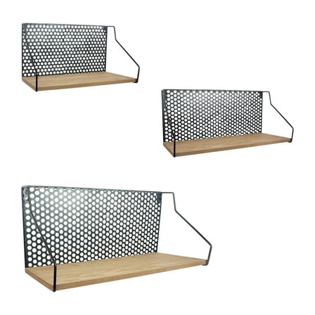 Sagebrook Home Industrial Set of 3 Metal/wood Natural/black Shelves - 24" x 7" x 9"