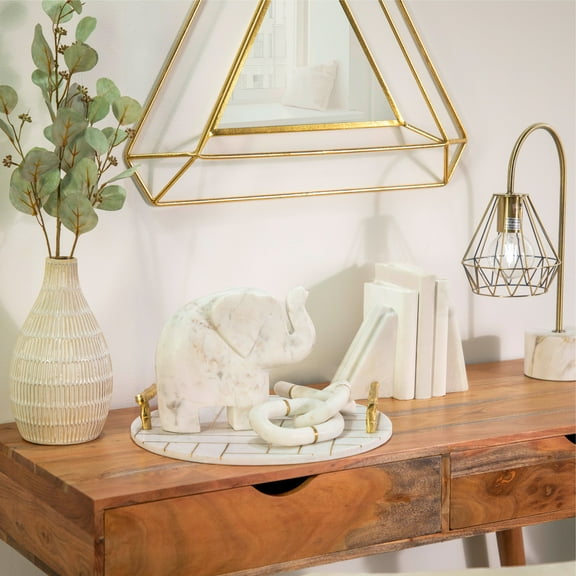 Marble Modern Decorative Object - Elegant Sculptural Home Accent - Handcrafted Minimalist Art Piece for Living Room & Office - Timeless Tabletop Decor - 3" White