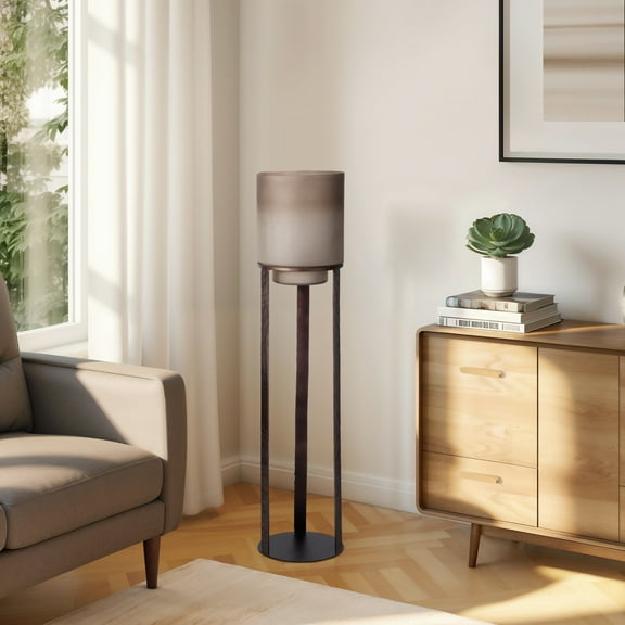 Sagebrook Home Iron and Glass Lantern on Stand, Bronze