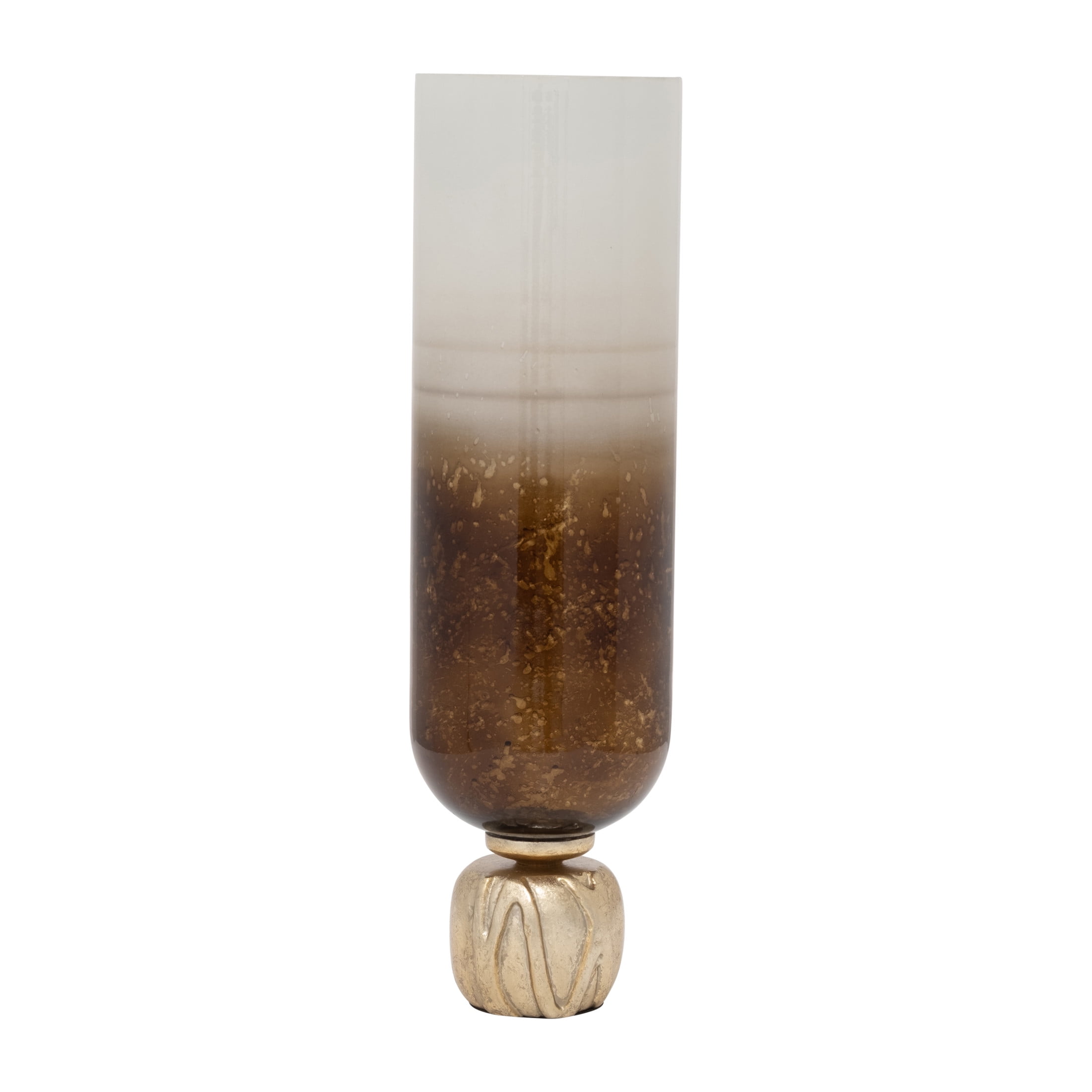 Ivory and Gold Ombre Glass Candleholder with Base, 22"