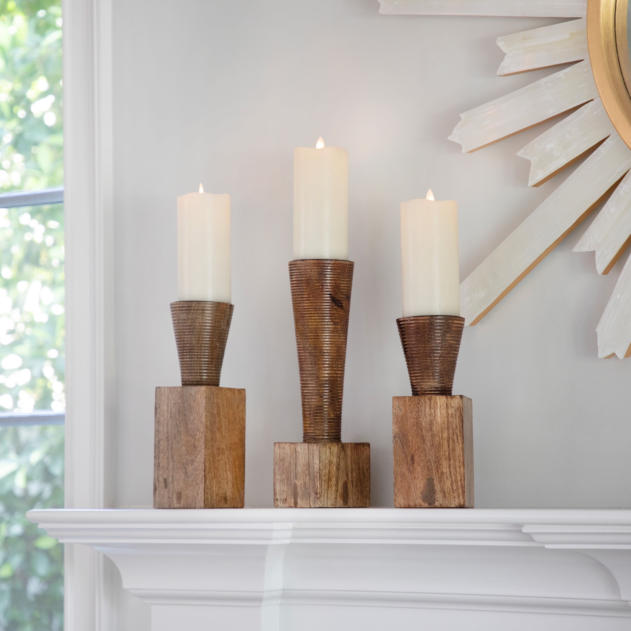 Sagebrook Home Mango Wood Candle Holder – Enhance Your Space with ...