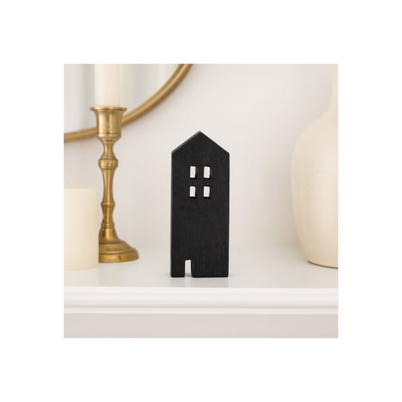 Decorative Sculpture for Home Decor - Minimalist Wooden Living Room, Bathroom, and Shelf Accent Perfect for Modern Home - Unique Decorative Object for Office Table That Elevates Any Room - 8" Black